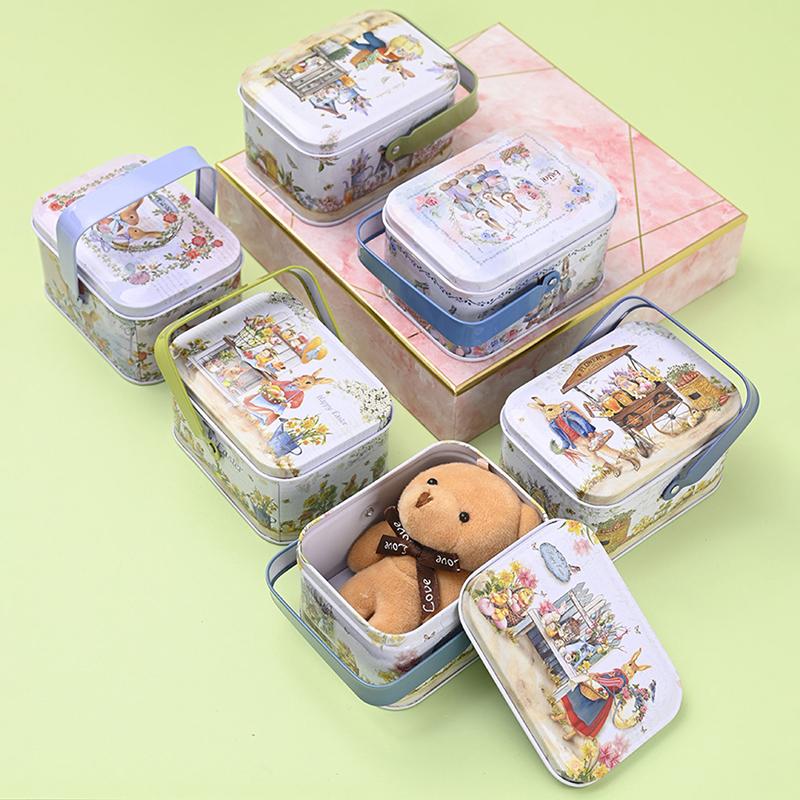 Vintage Small Suitcase Storage Tinplate Candy Box Gift Box Easter Decoration