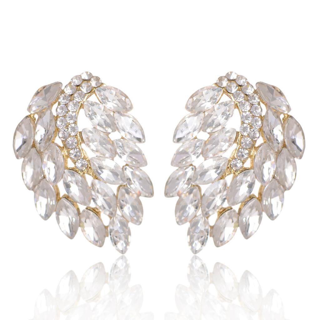 Angel Wing Rhinestone Earrings For Women Unique Exaggerated Temperament Commuter Fashion Studs Jewelry