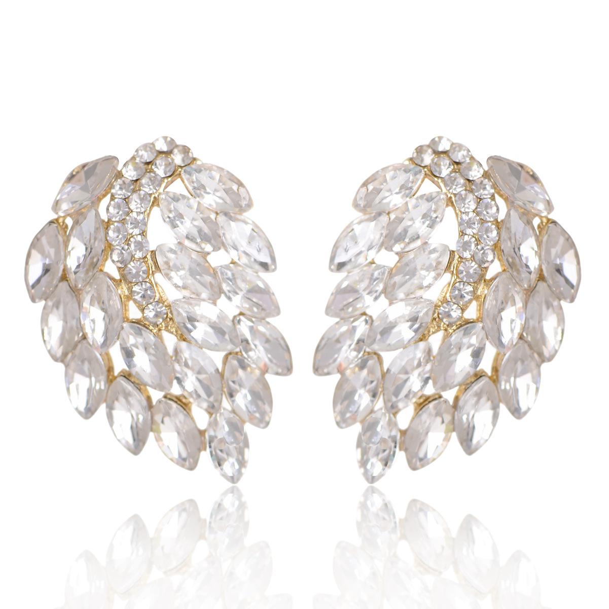 Angel Wing Rhinestone Earrings For Women Unique Exaggerated Temperament Commuter Fashion Studs Jewelry