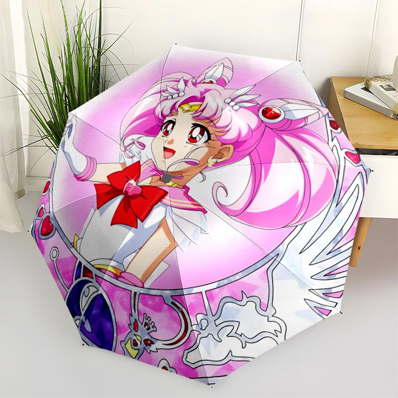 1pc Sailor Moon Automatic Folding Umbrella, Portable Collapsible Design, 8-Rib Iron Frame, , All-Season Casual Outdoor Accessory yy0901117