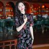 Women's Retro Chinese-Style Autumn Cheongsam with Embroidered Sequin Details