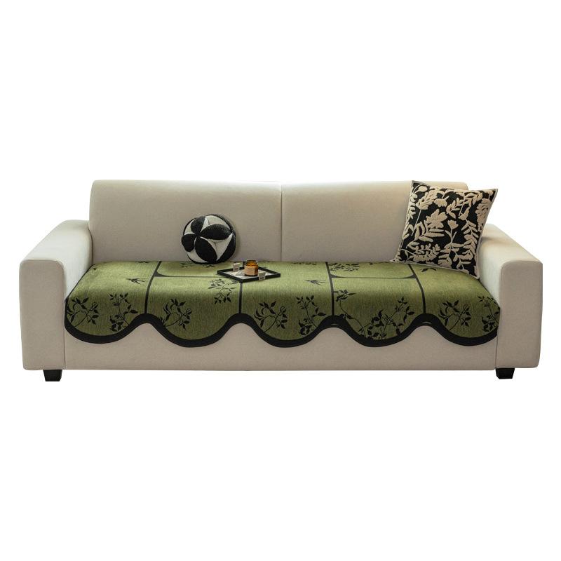 Medieval Retro Special-shaped Chenille Sofa Cushion 2025 New Light Luxury High-end Fixed Non-slip Leather Sofa Seat Cushion