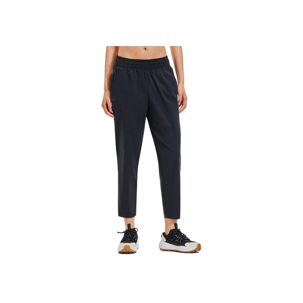 Under Armour Solid Color Elastic Cuffed Casual Pants Women Bottoms Black 1385891-001