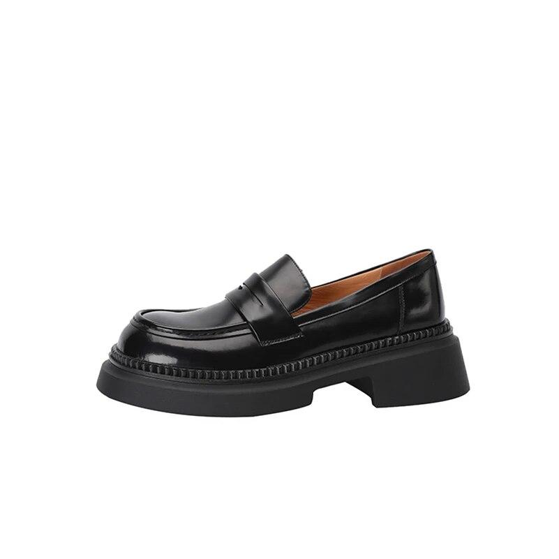 

Meotina/женские лоферы из натуральной кожи, туфли-лодочки с круглым носком, женская модная обувь на среднем каблуке и платформе, весна-осень, черные, коричневые 40 34 чёрный