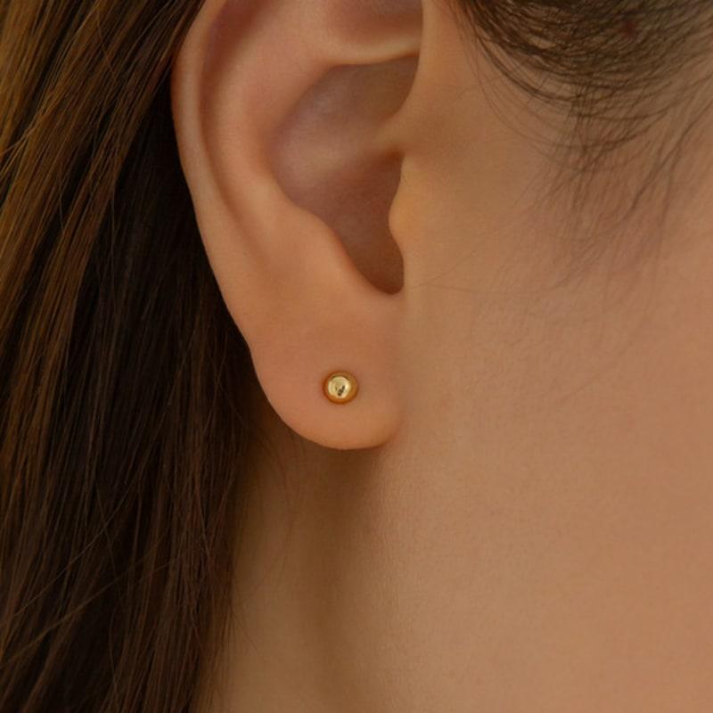 LUNNE 14k Mini Half Ball Stud Earrings (14k Gold) #LFE37