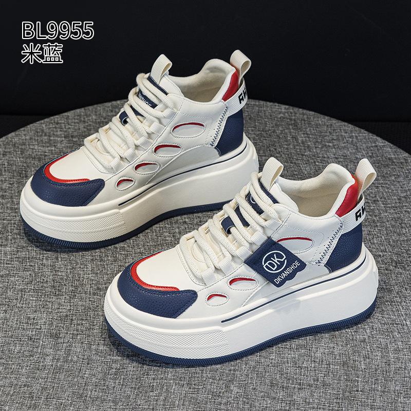 

Leather high-top shoes autumn and winter new velvet warm platform cotton shoes muffin sports and leisure board shoes 34