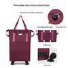 Women's Large Capacity Foldable Travel Bag with Wheels and Telescopic Handle