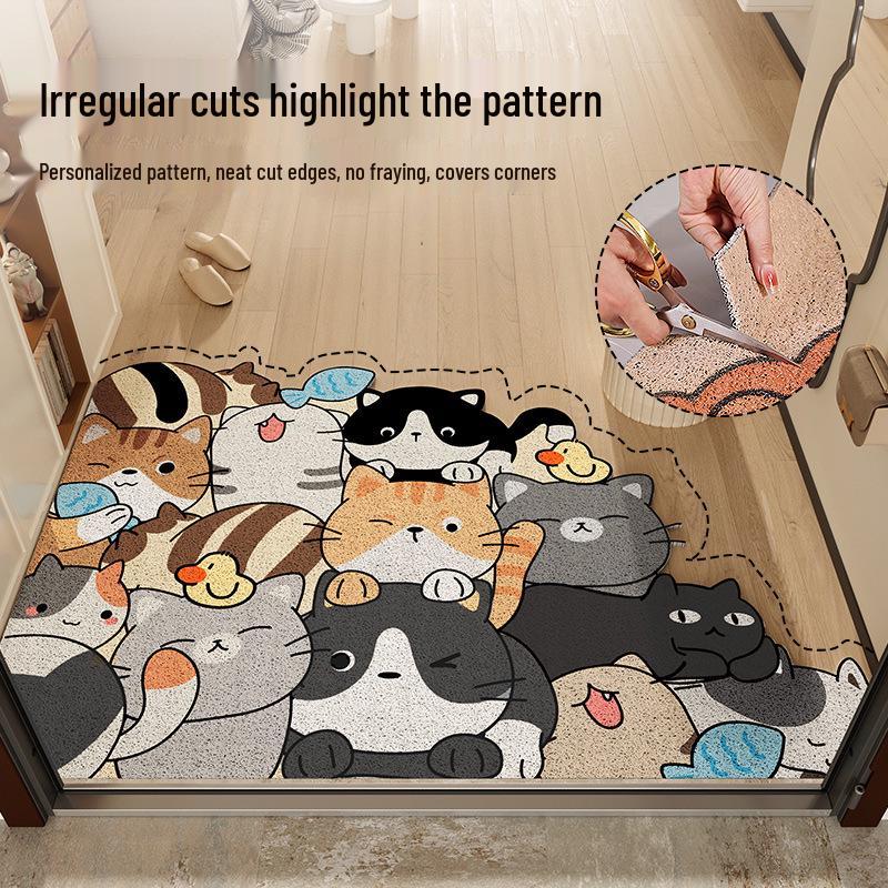 Adorable Cartoon Loop Pile Door Mat: Durable, Cuttable, and Dirt-Resistant Entryway Rug