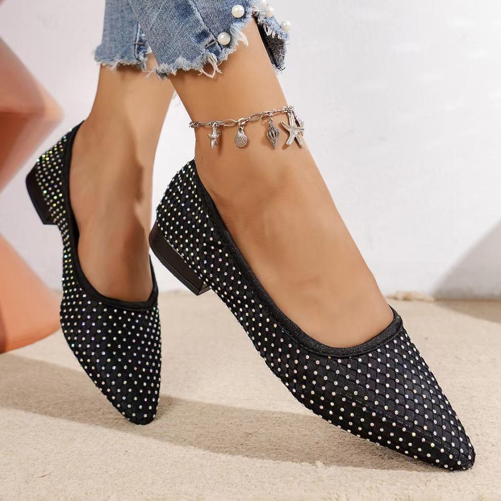 Fashion Autumn/Winter Diamond Mesh Hollow Sandals Women Flats Shallow New Beach Shoes Comfort Retro Female Flat Shoes Single Shoes