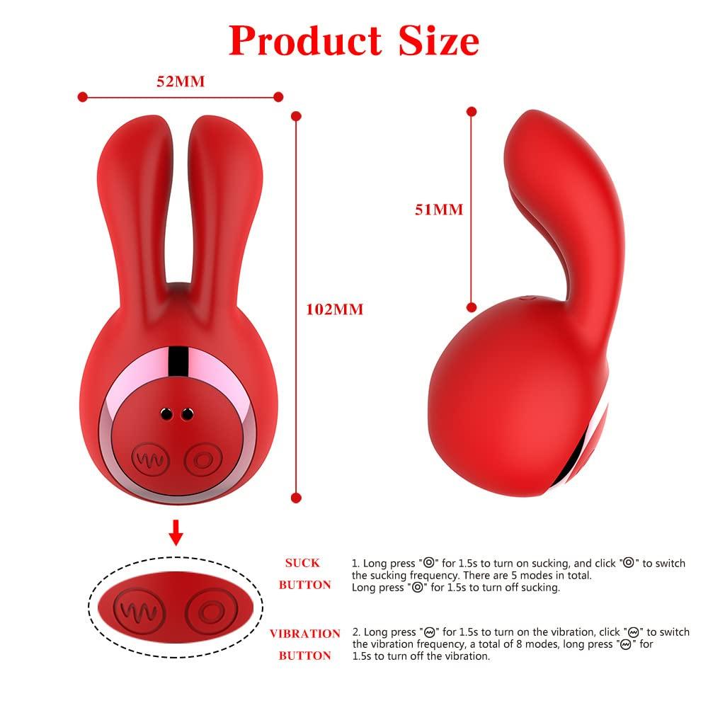 Rabbit Suction Vibrator,Female Masturbation Toy,5 Frequencies,8 Vibration Modes,Female Clitoral and Nipple Stimulation Vibrator