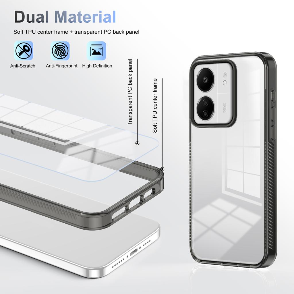 For Xiaomi Redmi 13C 4G/5G Clear Phone Case TPU PC Anti-Slip Drop-Proof Back Cover