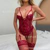 European and American Summer Women's Sex Underwear New Lace Sexy Transparent One-piece Suit Temptation Pajamas