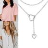 Modern Long Necklace with Heart Pendants Trendy Adjustable Lariat Necklace with Heart Charm Unique Neckchain for Ladies