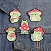 Brooch Pin, Frog Mushroom Design Lapel Pin, Enamel Glaze Bright Color Badge with Standard Safety Pin, Versatile Badge for Clothing Bags Hats Shoes