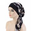 Women Pre-Tied Turban Cap Headscarf Muslim Hijab Cancer Chemo Flower Print Hat Cover Hair Loss Head Scarf Wrap Strech Bandana
