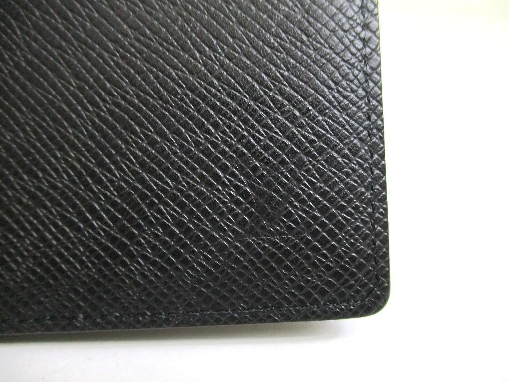 Autentyczny LOUIS VUITTON Taiga Czarna Skóra Portfel Bifold na Banknoty #a938 Odnowiony