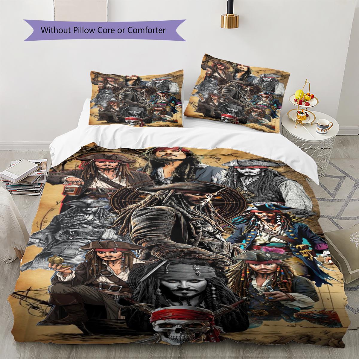 

Captain Jack Pattern Bedding Quilt Set Quilt Cover Pillowcase Home Decoration Gift (1 * duvet cover + 2 * pillowcase, without core) 135x200cm