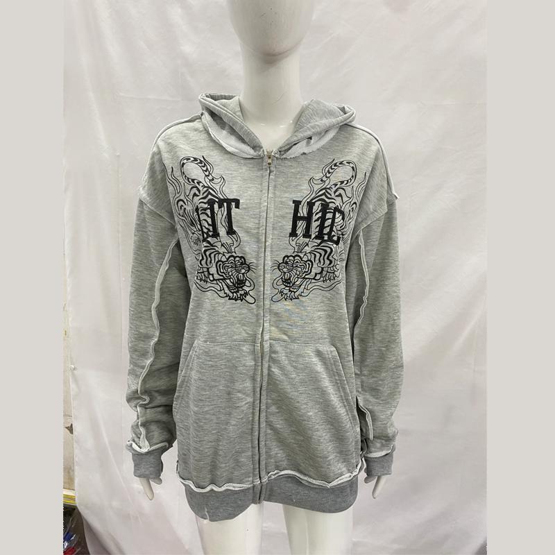 Модний європейський та американський вуличний стиль, персоналізований двошаровий фальшивий двосекційний повсякденний худі на блискавці