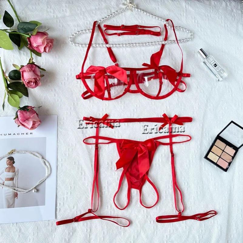 Lace Sexy Lingerie Transparent  Porno Lace Erotic Underwear Sexy Bra Set And Garter Lingerie Sexy  Erotic Sleepwear