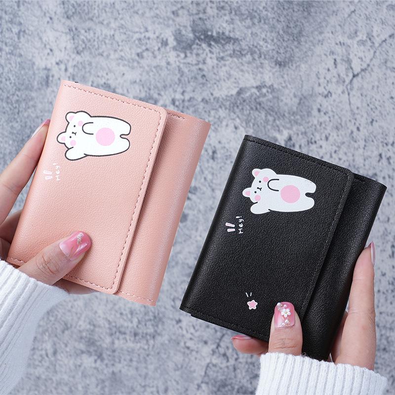 Korean Style Cute Tri-fold Wallet for Women - Short, Printed, Multi-Card Coin Purse