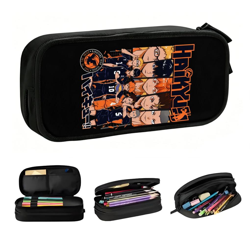 Haikyuu Manga Kawaii Pencil Case Girl Boy Large Storage Anime Cartoon Pencil Box Students Stationery