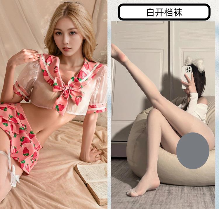 Sex Underwear Sexy Perspective Strawberry Sex Pajamas Pure Uniform Set Adult Hot Pajamas Women's