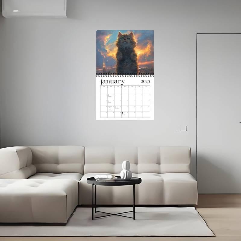 Cosmic 2025 Cat Calendar Fashion Spiral Living Room Wall Decoration Calendar