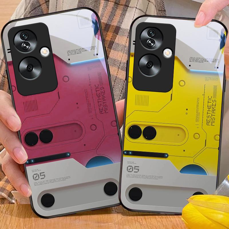 Machine Built-in For Oppo A79 5G 58 78 74 60 4G Reno 11F Realme GT 6 11 Note 50 10 C55 X2 Tempered Glass Black Phone Case