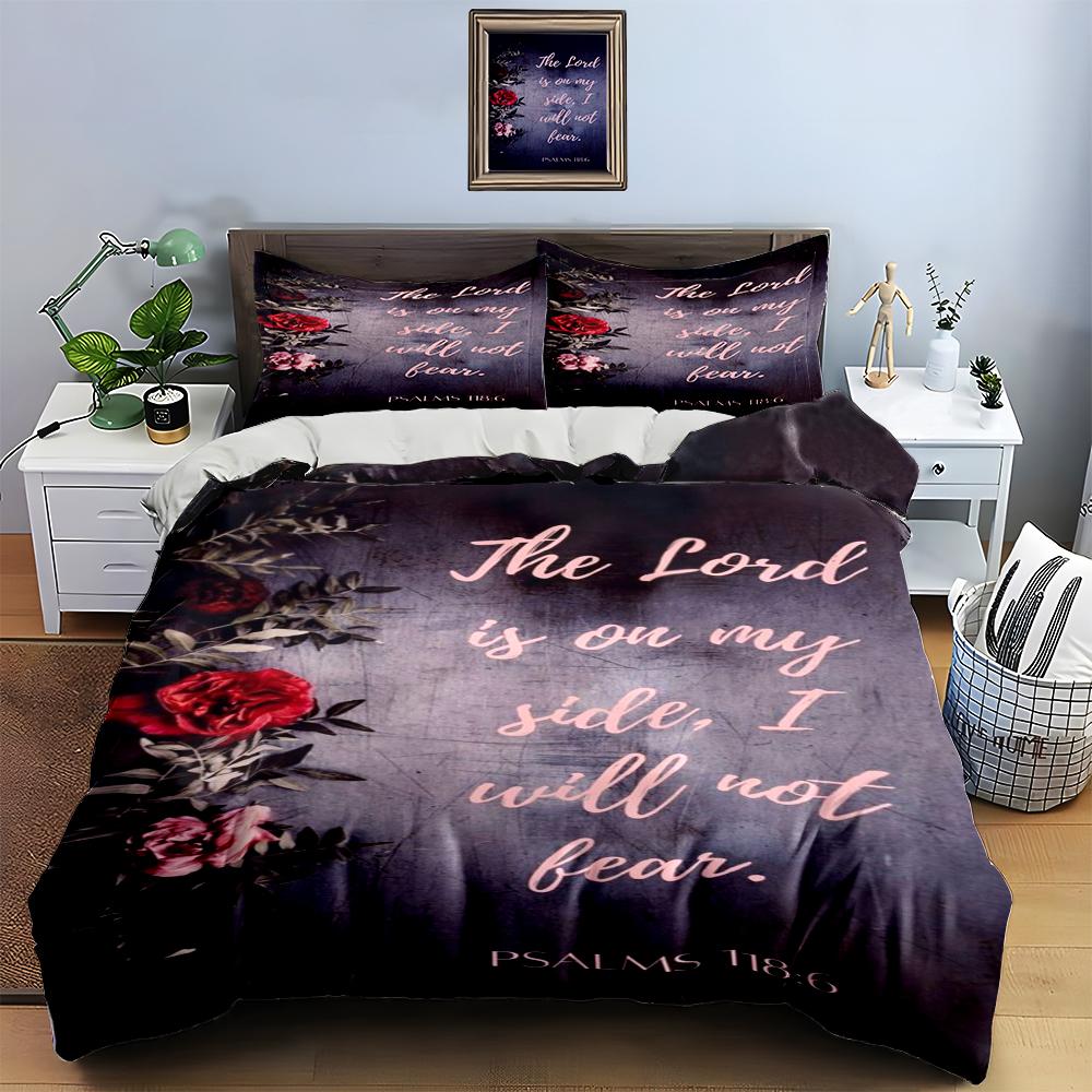 Scriptural floral design Bedding Duvet cover sets Duvet covers Pillowcases gifts (1 * Duvet Cover 2 * Pillowcases, without duvet insert)