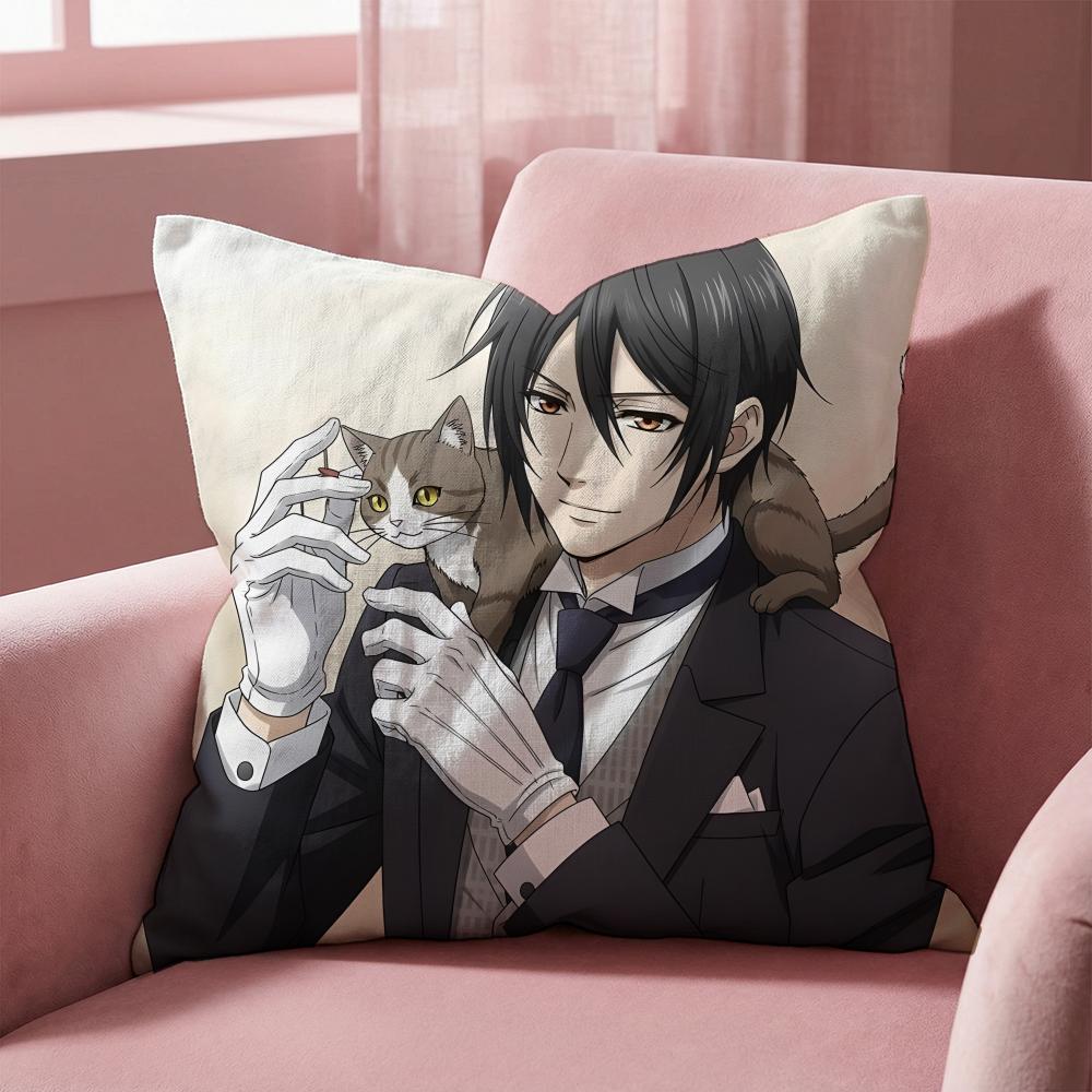 Black Butler Cushion Cover Multi-Scene Pillow Cover for Home & Car - Reversible, Soft & Durable for Daily Use