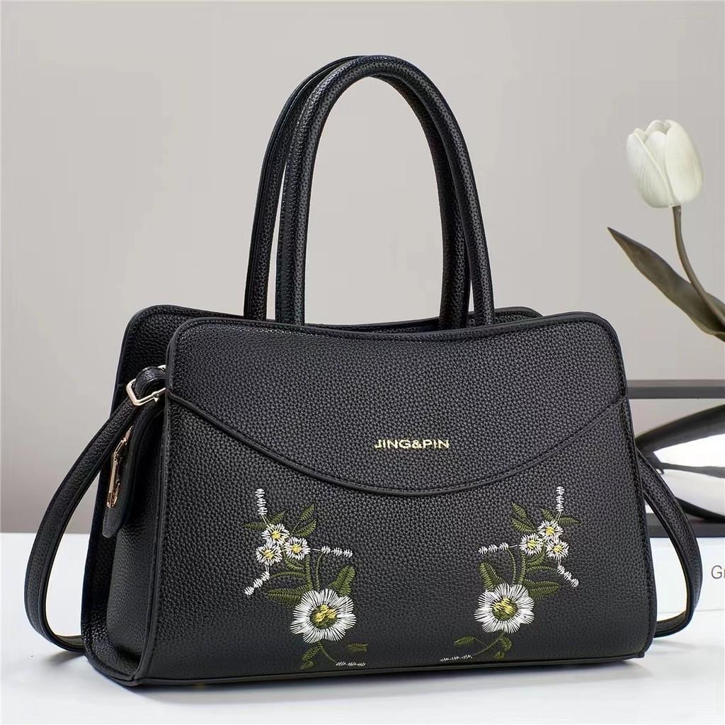 Fashionable Black Crossbody Bag For Women Stylish Casual Floral Design Handbag