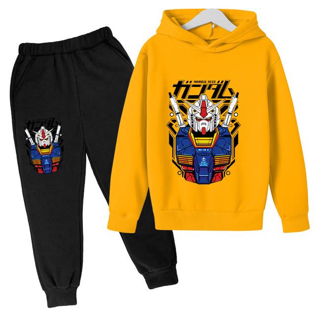 2025 Gundam Casual Kids Clothes 2 Piece Hoodies Set Clothing Cool Girls Clothing Boys Tracksuit Children Baby Clothes