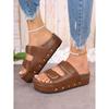2025 Summer New Arrival Fashion Chunky Platform Women's Double-Buckle Studded Beach Sandals Hot Item Breathable