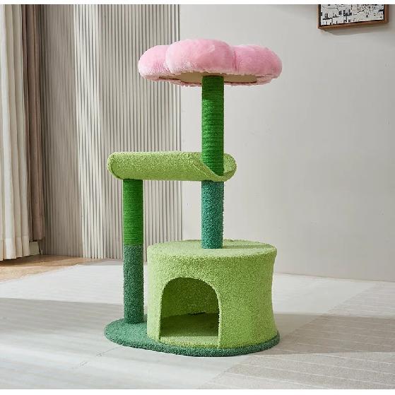 Small Multi-Level Cat Tree with Sisal Scratching Board and Toy, Space-Saving Jump Platform for Indoor Cats, Pet Furniture
