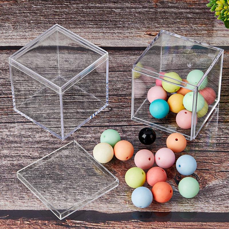 Quadratische Plastikbox mit Deckel Quadratische Transparente Bonbondose Aufbewahrungsbox