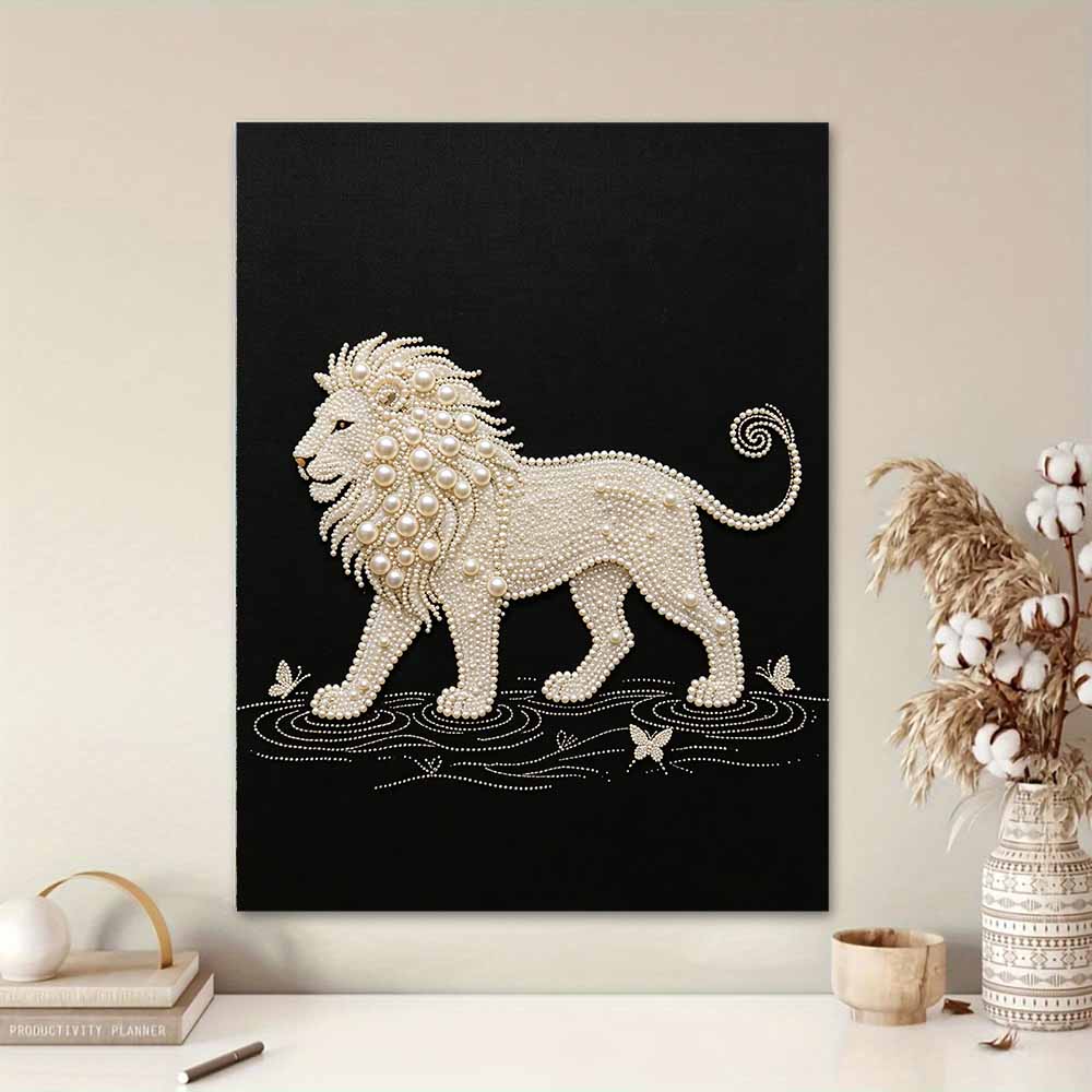 DIY Pearl Embroidery Diamond Painting Kit Majestic Lion Sparkling Beads Art Craft Handmade Decoration Gift for Home