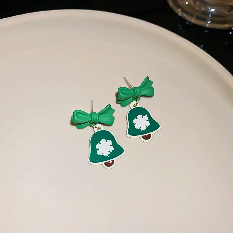 

Рождественские серьги с бантиком в виде снежинки, модные нишевые дизайнерские серьги, рождественские аксессуары, серьги