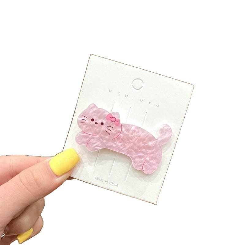 1PC Cute Cartoon Puppy Cat Hairpin Female Side Clip Ins Headgear Hair Accessories High-end Duckbill Clip Summer Hairpin