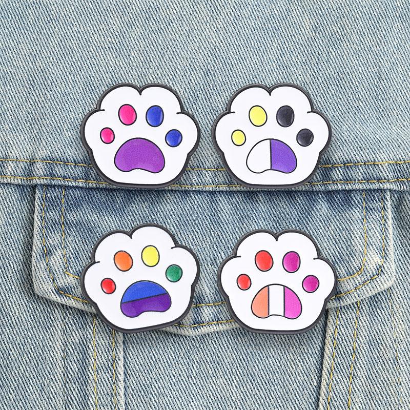 LGBTQ Cat Paw Enamel Pins Gay Lesbian Bi Nonbinary Flag Brooches Badges Cute Cartoon Rainbow Pride Parade Jewelry Gift