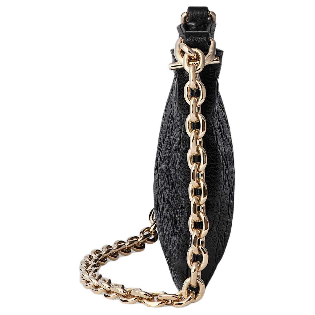 Gucci GG Emblem Logo Embossed Pebbled Leather Mini Crossbody Bag Women bags Black 815278-AAEEM-1000