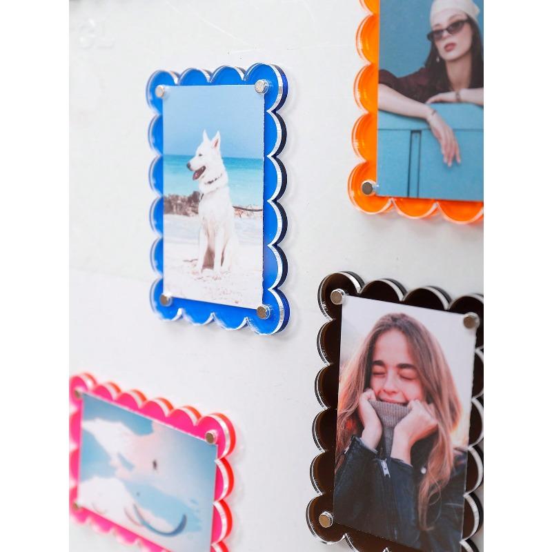 Acrylic 3-Inch Refrigerator Magnets, Colorful Transparent Mini 3-Inch Magnetic Photo Frames, Creative Lightweight Floral Design Refrigerator Magnets