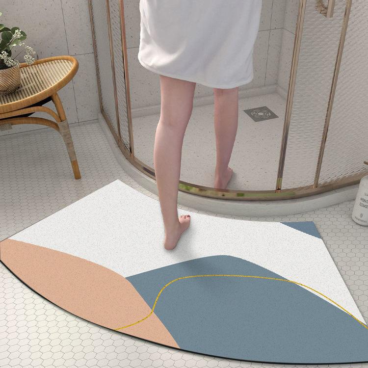 Diatom Mud Floor Mat Arc-shaped Dirt-resistant Anti-slip Mat Household Absorbent Bathroom Floor Mat Bathroom Door Simple Foot Mat