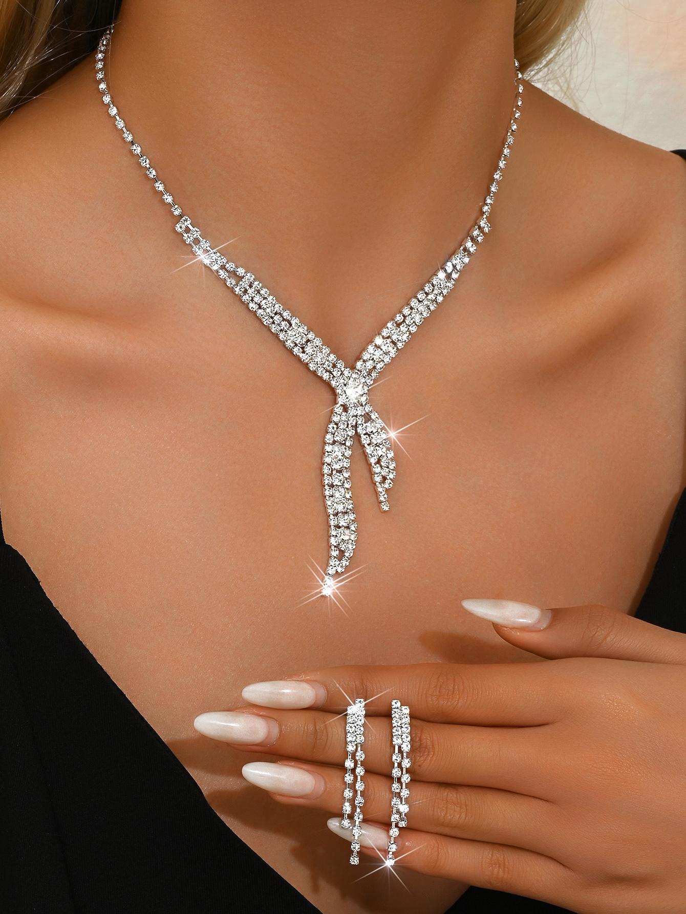 

Набор из 3 предметов: модное женское трендовое колье и серьги с нерегулярным дизайном, аксессуары для банкета и вечеринки Silver