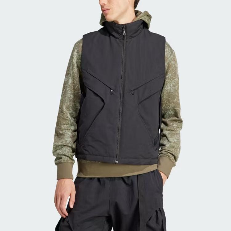 Adidas Originals Adventure Premium Multi-Pocket Vest With Solid Logo Zipper Stand Collar Men Vests Black IJ0721