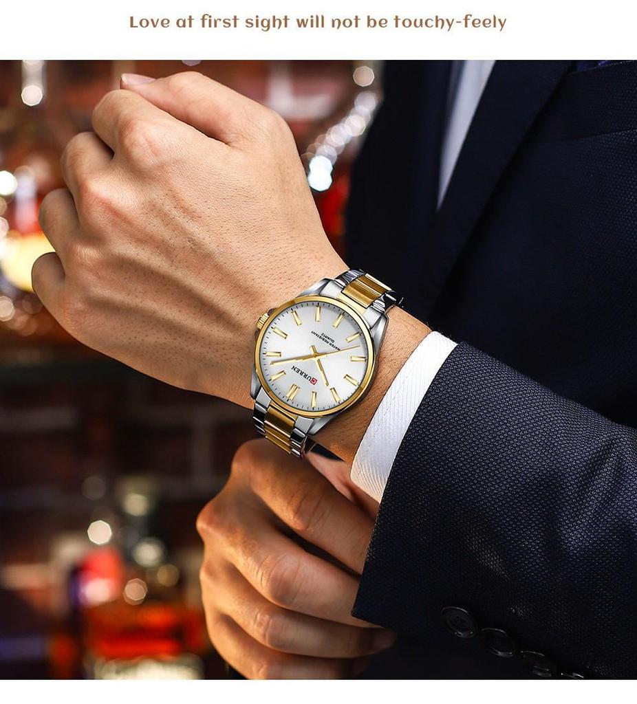 Curren Kairui 9090: Herren-Stahlarmbanduhr & Damen-Quarz-Business-Uhren-Set.
