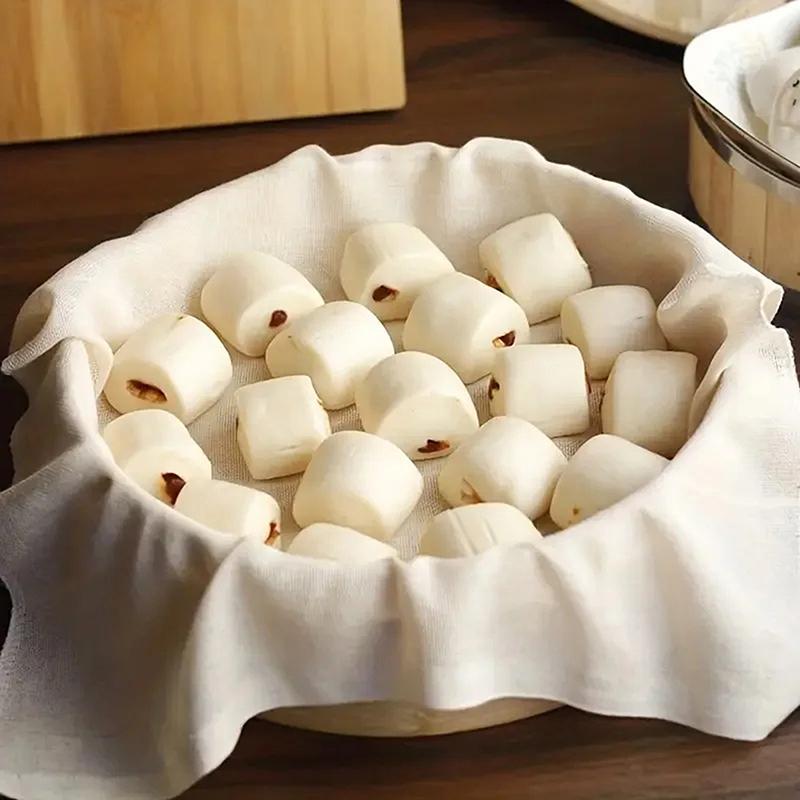 3 ks Čistá bavlna Pařák Utěrka Domácí Zásuvková Utěrka Podložka na dušenou rýži a buchty Čtvercová Bavlněná Gáza Kuchyňský Pařák