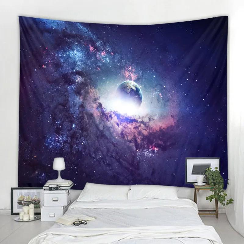 Starry Sky Forest Tapestry Moonlight Night Psychedelic Bohemian Tapestry Home Decor Wall Hanging Living Room Art Background