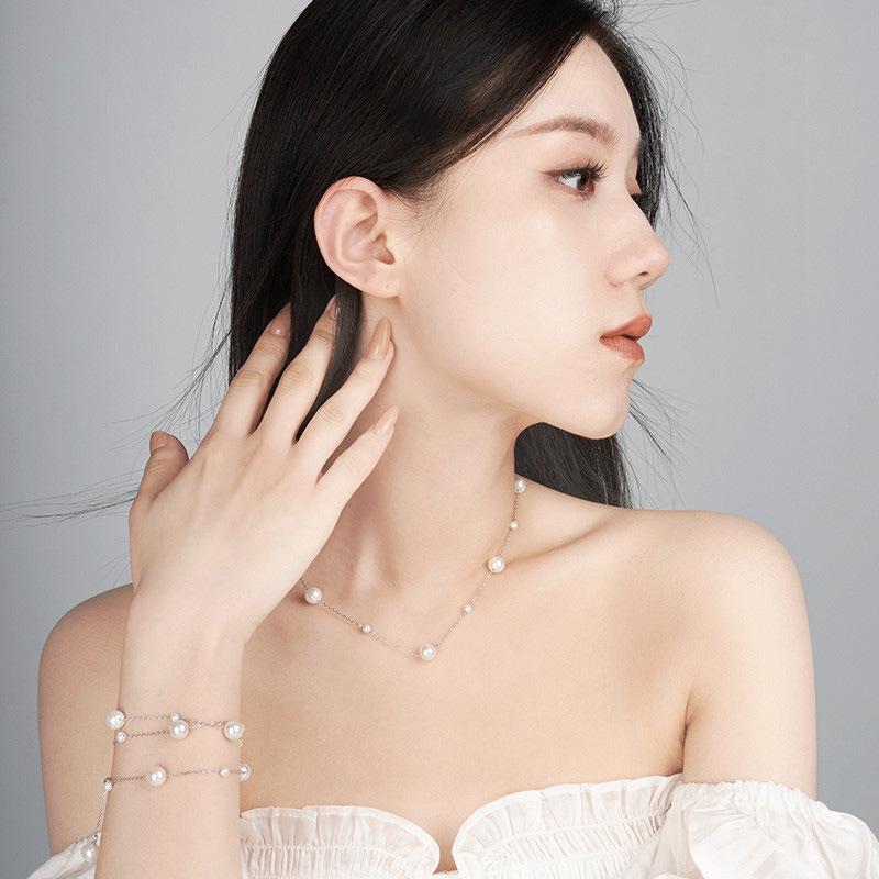 Colar de miçangas de concha de pérola cigana versátil pingente de moda nicho corrente de suéter