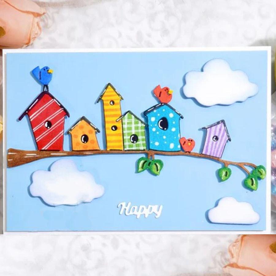 Tree House Border Die Cuts Embossing Stencils Template Mould for Card Scrapbooking and DIY Craft Album Paper Card Decor