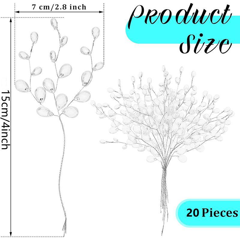 20Pcs Artificial Handmade Acrylic Clear Crystal Beads Bridal Hairbands Tiaras Wedding Hair Accessoies DIY Crafts Home Decoration